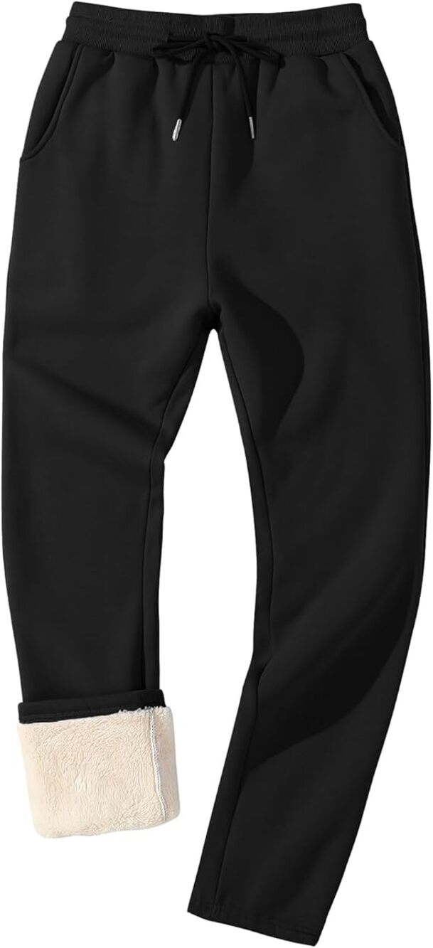 NWT ~ Men's Black Thick Sherpa Fur Lined Sweatpants Joggers Casual Pants ~ 2X
